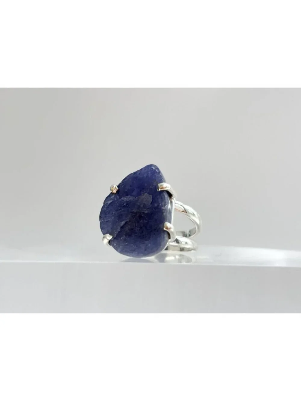 ARYA Rough Tanzanite Solitaire Gemstone Sterling Silver 925 Vintage Ring - sz 7